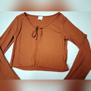 Olivia Rae Burnt Orange Ribbed Open Top